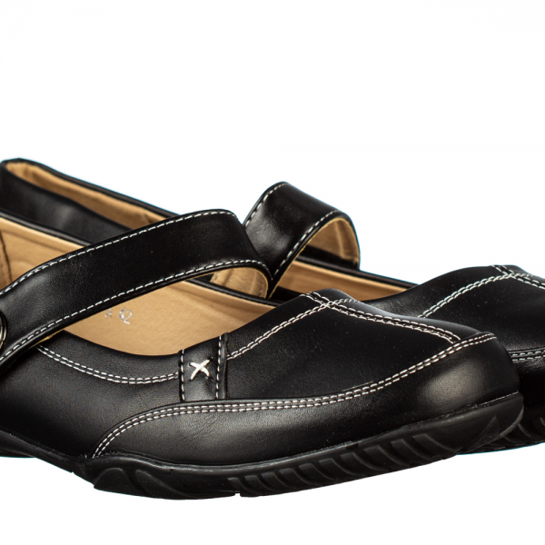 Lomja fekete alkalmi női cipő sarok nélkül, műbőrből készült, 3 - Kalapod.hu